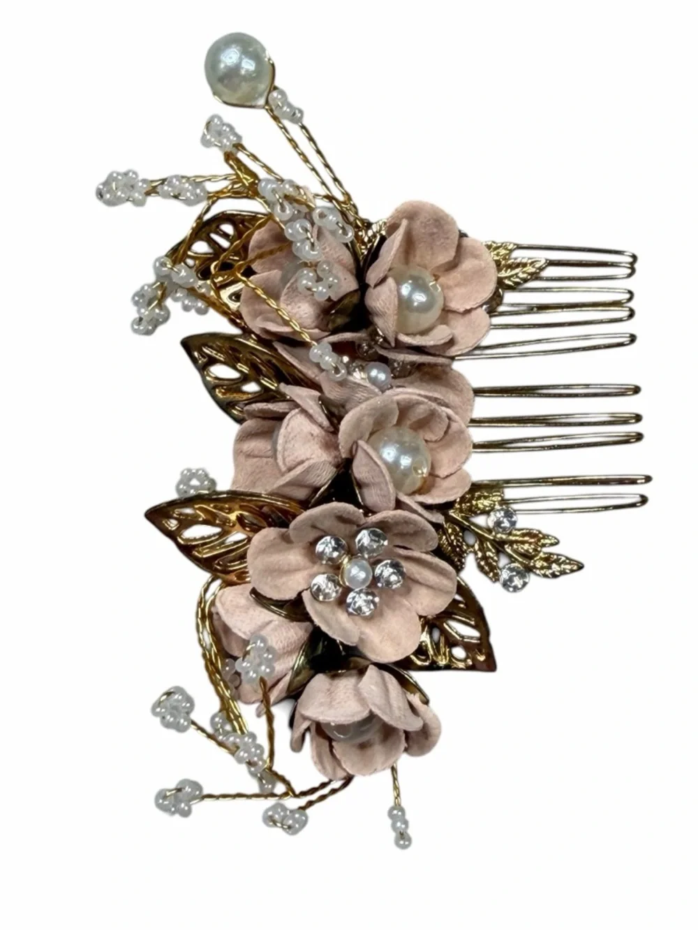 10/$25🦋 Bridal Boutique Rose Gold Crystal Pearl Cherry Blossom Hair Comb